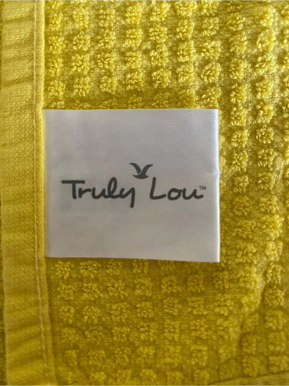 TRULY Yellow Textured Waffle-Weave Towel